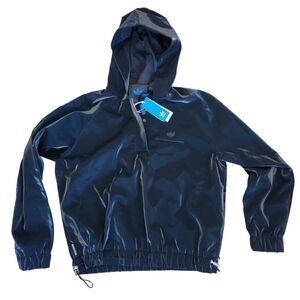 Adidas Originals Blue Version Mens High Shine Pullover Jacket Size Medium Black